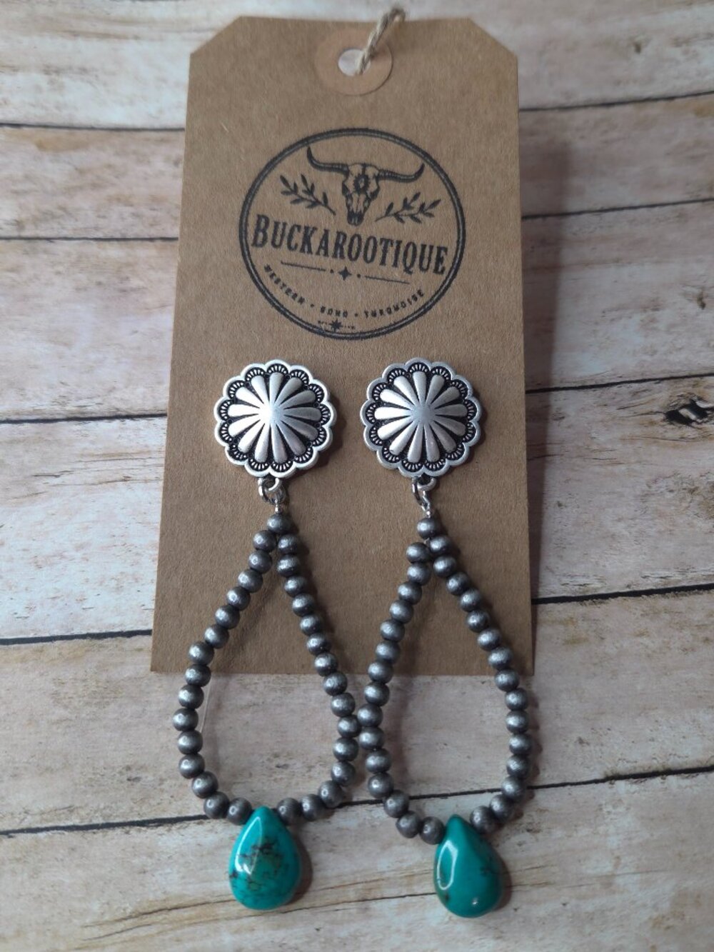 Navajo Pearl Teardrop Earrings Western Boho Rodeo Turquoise Dangle Earrings